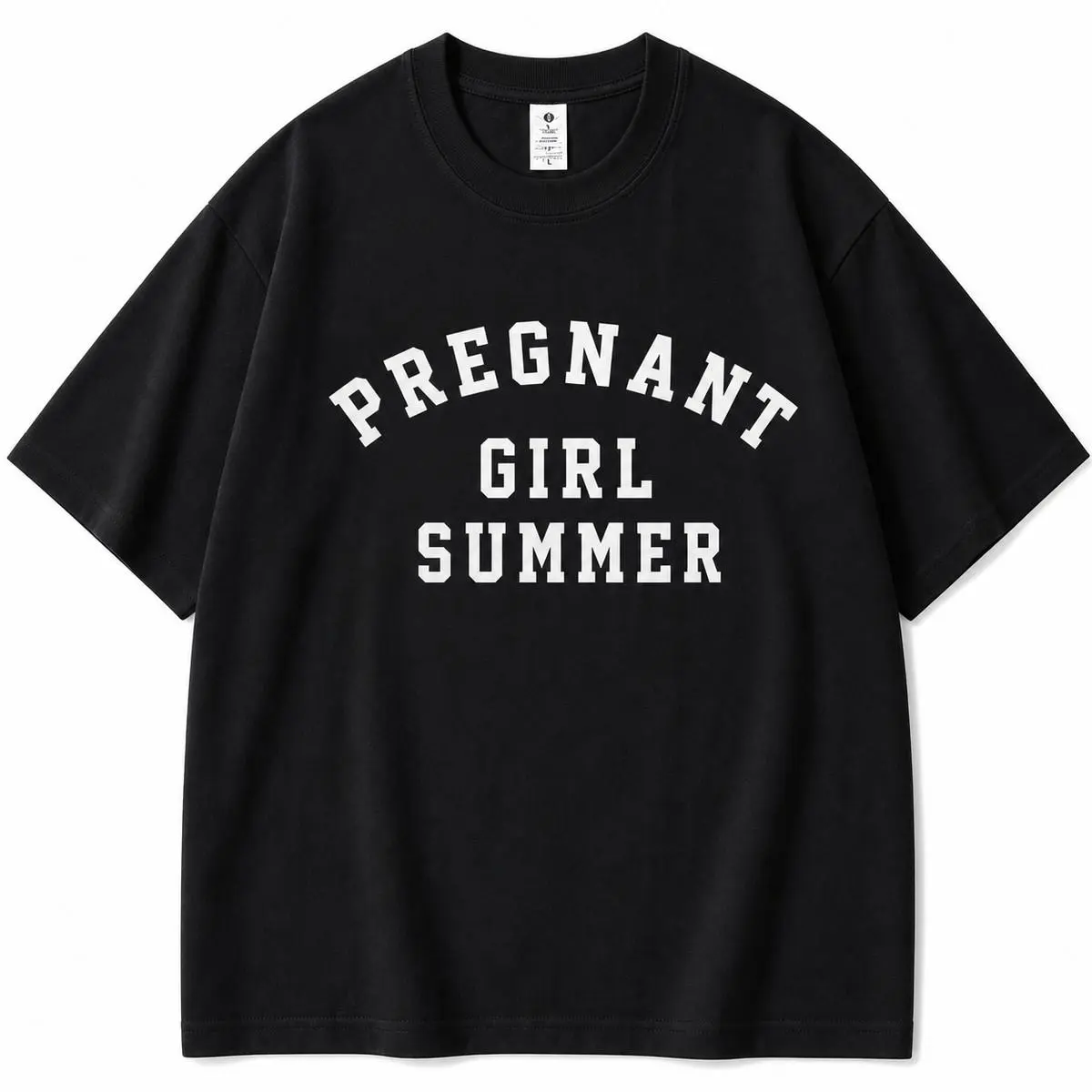 Women's Maternity Soft Breathable Cotton Short-Sleeve Drop-Shoulder Crew Neck Loose-Fit Customizable T-Shirt - Personalize with Text, Photos, Designs, Casual Statement Top, Shortsleeve, Tshirt, Fabric, Gym, Streetwear, Oversized, Graphic Print