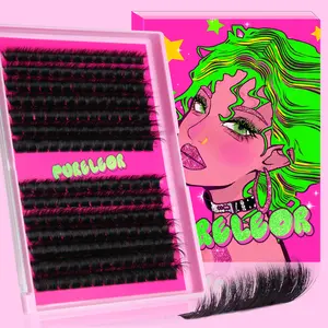 PURELEOR Lash Clusters Volume 50D 80D 100D 150D Individual Lashes D Curl Eyelash Extensions 10-12-14-16mm Mixed False Eyelashes for Daily&Party