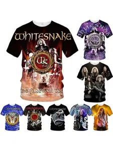 Hot Selling Whitesnake Unisex Fashion Slim Fit T-Shirt, 3D Printed T-Shirt, Casual Top, Suitable for Adults and Teenagers, Loose Fit, Breathable and Soft, Made of Polyester