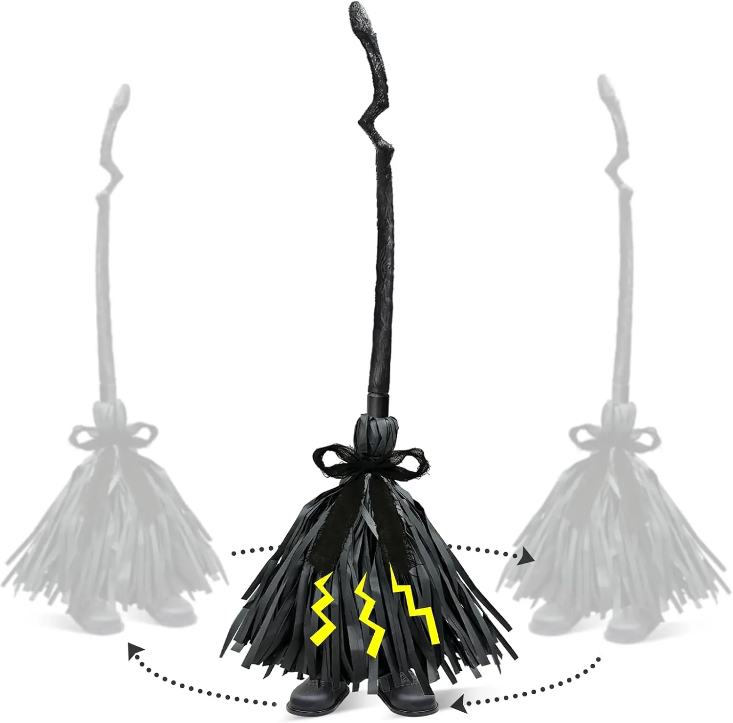 Halloween Decorations Animated Witch Broom,36 Inch Auto-Walking Broomstick | Sound/Touch/Clap Activated Moving Circular Magics Broom Scary Prop for Haunted House,Halloween Party Decor Indoor & Outdoor