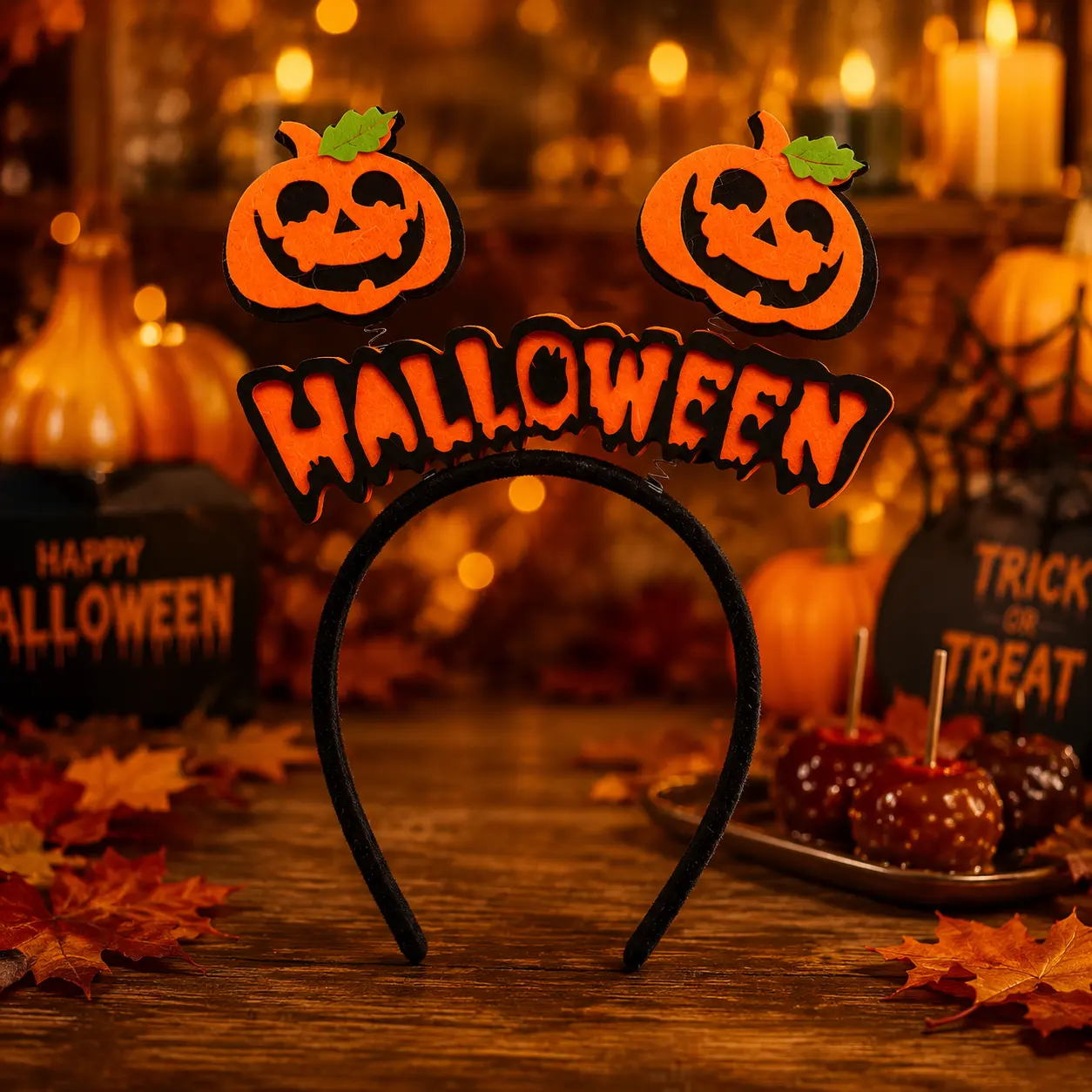 Cute Halloween Headband, Pumpkin Spring Headband for Women, HALLOWEEN Letter Hair Hoop, Spooky Halloween Accessories for Woman & Teens, 1 Pack