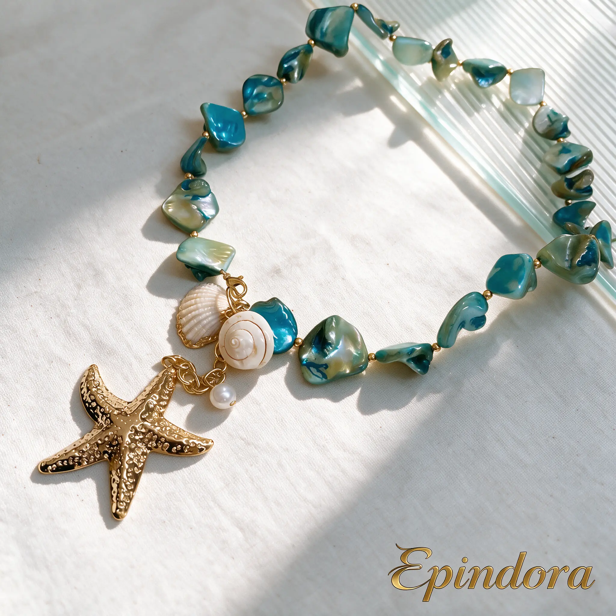 Epindora Ocean Starfish Shell Beaded Necklace