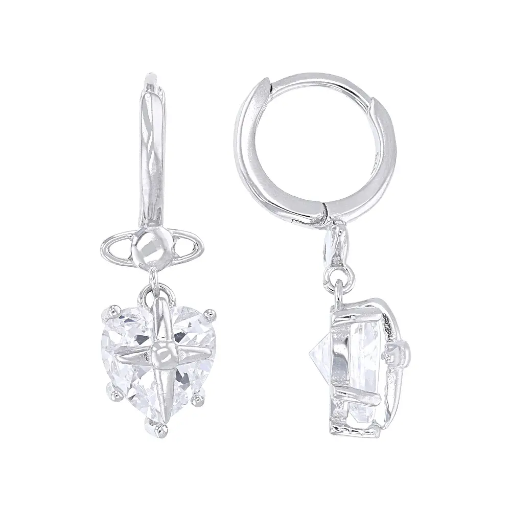JTV White Cubic Zirconia Rhodium Over Sterling Silver Earrings 1.50ctw