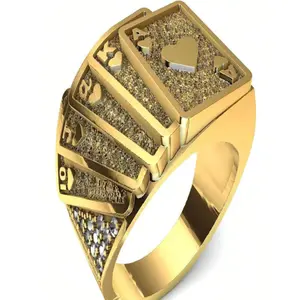 18k Gold Plated Ring Unique Poker Design for Men and Women for Valentine's Day, Engagement, Wedding, Birthday Gift