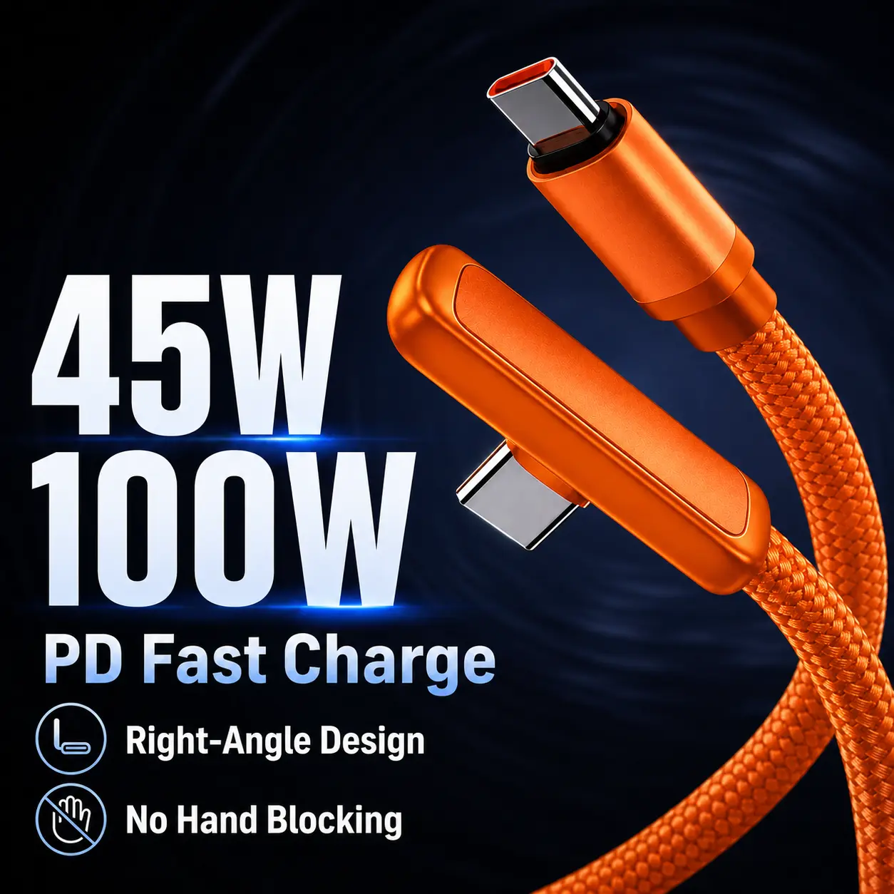USB-C to Lightning Right Angle Charging Cable for iPhone 15/16/17 Pro Max, Smartphone, Cellphone, Android Devices, 45W Fast Charging, Nylon Braided Durable Cord, 90-Degree Design for Gaming/Bedside Use, 3.3ft/6.6ft Lengths, 1/2 Pack