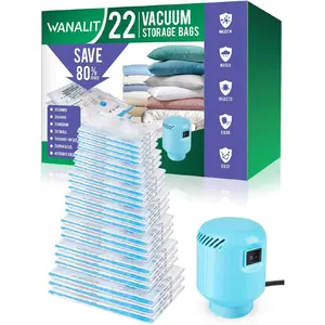 Vacuum Storage Bags with Electric Air Pump, New Air Valve Combo 15 Pack Compression Bag, Space Saving Vacuum Sealer Bags for Clothes, Blanket, Duvets, Pillows, Comforters, Travel, Two Compressing Ways