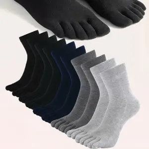 5 Pairs Men's Five Finger Socks Thick Style Cotton Solid Color Five Toe Crew Socks Beauty & Personal Care Menswear Athletic woman sock