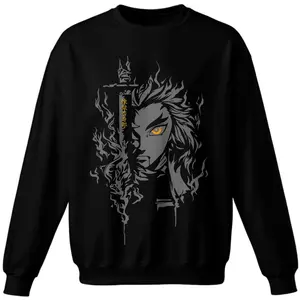 Rengoku Kyojuro Fire Hashira – Demon Slayer Vector Art for White or Light Colored Oversized T-Shirt, Cute Anime Tee,Cute Chibi Shirt, Anime Fans Tee, Anime Character Tee Gift For Her Him 251013