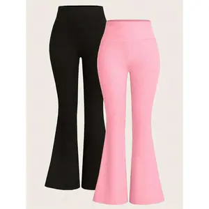 Women's Solid Color Flare Leg Pants, Casual Comfy Bell Bottom Trousers for Daily Wear, Ladies Bottoms for All Seasons
