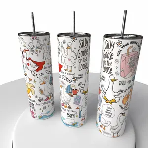 Silly Goose on the Loose Tumbler with Straw - Skinny Tumbler 20oz, Gift for Christmas, Gift for New Year, Best Gift