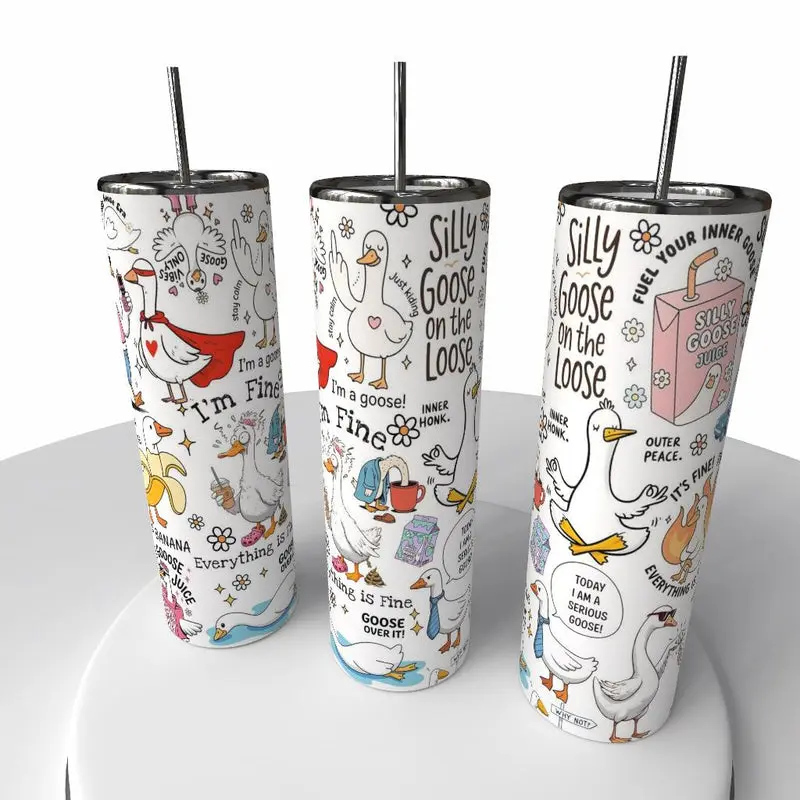 Silly Goose on the Loose Tumbler with Straw - Skinny Tumbler 20oz, Gift for Christmas, Gift for New Year, Best Gift
