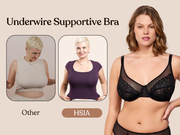HSIA Cardi Comfort Bra Plus Size Underwire Non-padded Smoothing Wide Strap Full Coverage The Security-Blanket Bra for Big Busted Women Unlined Minimizer T-shirt Bra TikTokShopBlackFriday