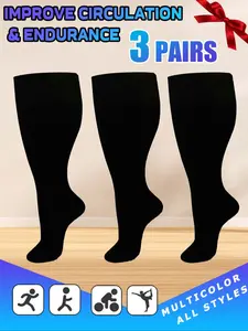 Unisex's Colorful Compression Socks, Polyester Athletic Socks, Sports Socks for Running, Nurses, Pregnant Women, Over The Knee Socks for Blood Circulation