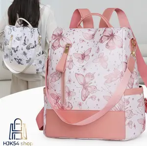 Women's Butterfly Print Convertible Backpack Purse - Waterproof, Anti-Theft, Practical Female Travel Bag with Crossbody & Shoulder Carry Options