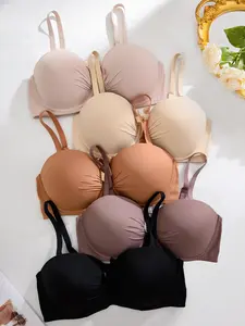 5-Piece Plus Size Bra Set with Large Bow Decor, Adjustable Straps, Full Coverage, Casual Style, Multiway Bra for Parties and Daily Wear