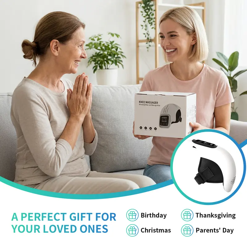 Knee Massager,Cordless Knee Massager and Vibration,Adjustable Temperature Knee Massager with Clear Visible LED Screen Comfort 7