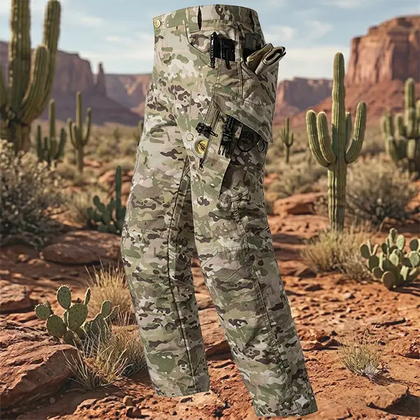 Men’s tactical pants, slightly stretchy waterproof fabric, single pack, durable hard shell construction, wear-resistant cargo pants, plaid fabric, suitable for hiking, casual wear, and work, multi-pocket design (belt not included).