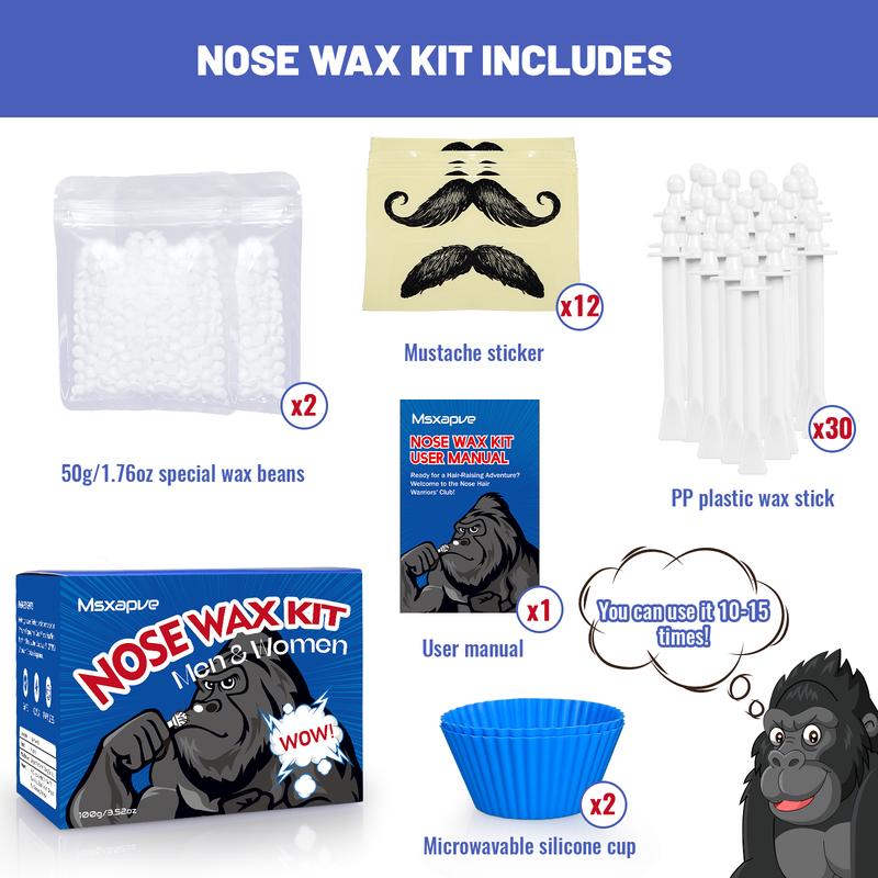 Nose Wax Kit Nose Hair Removal Wax Kit For Men & Women I Safe Waxingl 30 Applicators Guards | 15-20 Times Usage Body Care Smooth Hair Wax