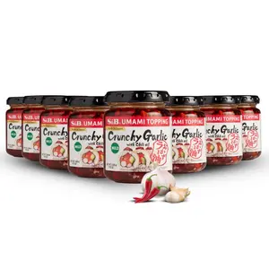 Chili Oil Chili Crisp Crunchy Garlic Authentic Japanese Umami Topping with Fried Garlic Sugar Free Hot Sauce Chili Crunch for Everything Pack of 8 3.88fl oz