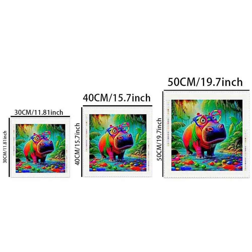 DIY 5D Flocking Cloth Diamond Painting Kit, AB Drill, Fairy Dust Drill, Crystal Drill, Hippo, Colorful, Tropical Diamond Embroidery, Special Craft Art Kit, Wall Decor, Gift for Family, Lover, Friends DIY 5D Flocking Cloth Diamond Painting Kit, AB Drill, Fairy Dust Drill, Crystal Drill, Hippo, Colorful, Tropical Diamond Embroidery, Special Craft Art Kit, Wall Decor, Gift for Family, Lover, Friends