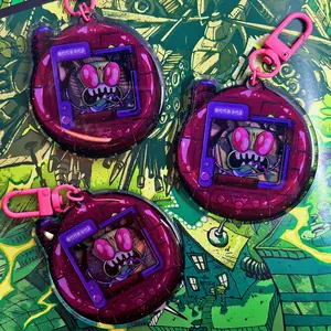 Invader Zim and Gir Tamagotchi Keychain Charm