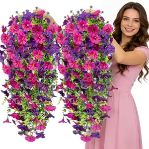 2pcs Set of Artificial Mixed-Color Morning Glory Flowers, Artificial Faux Plants, Decorative Flower, Suitable for Indoor/Outdoor Home Decor, Wedding Arrangements, Parties, Gardens, DIY, Housewarming Gifts, New Year Decorations
