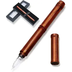 Glass Pen  Wooden Pen Fountain Pen Luxury  brand (Light Brown)