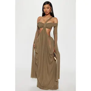 Alora Mesh Maxi Dress - Olive 0