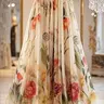 Women's Floral Print Maxi Skirt, Sheer Mesh Material, Elegant Chic Long Dress, Perfect for Casual, Formal & Special Occasions, Floral Pattern Skirt