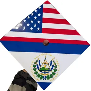 El Salvador USA Flag Graduation Cap Topper, Salvadoran American Grad Hat, Country Graduation Cap Topper Class of 2026, Senior Gift Idea