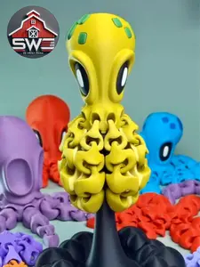 OctoFlex – Articulated Octopus Desk Display with Ink Stand & Magnetic Crabs