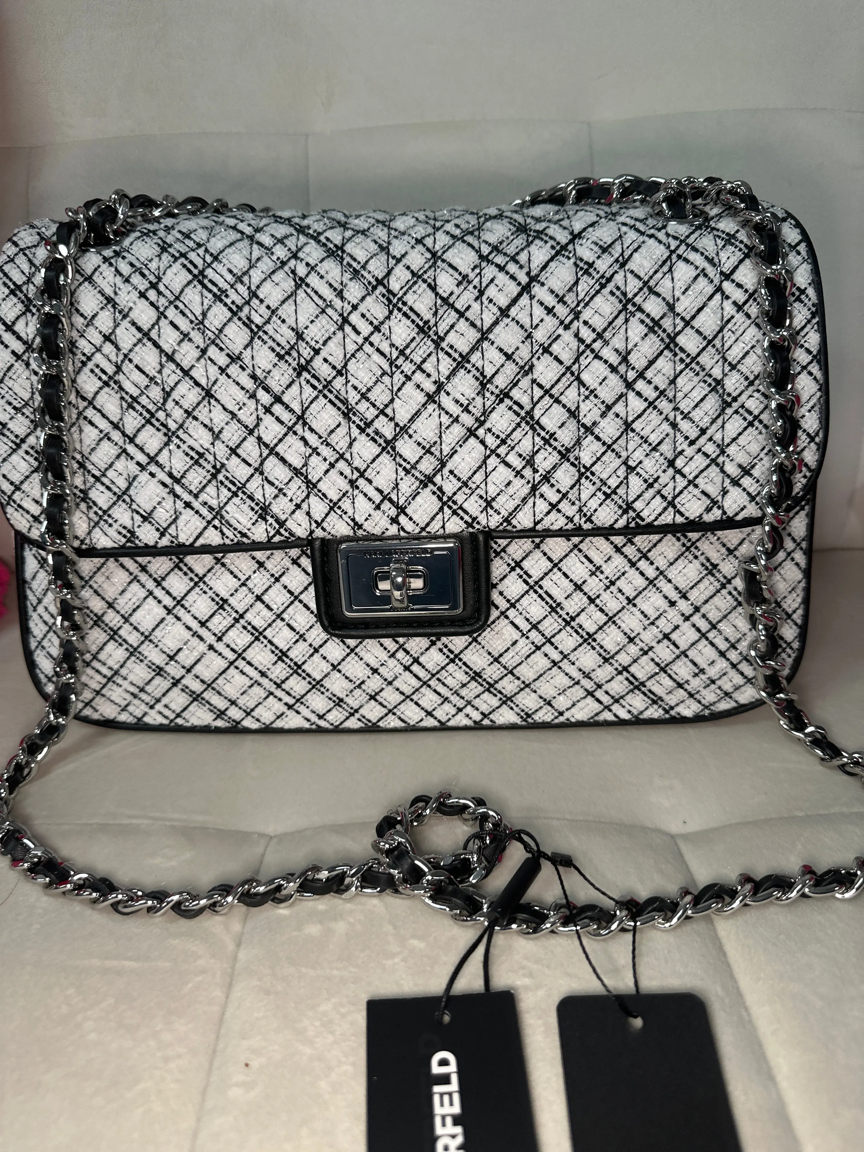 Karl Lagerfeld Tweed quilted bag