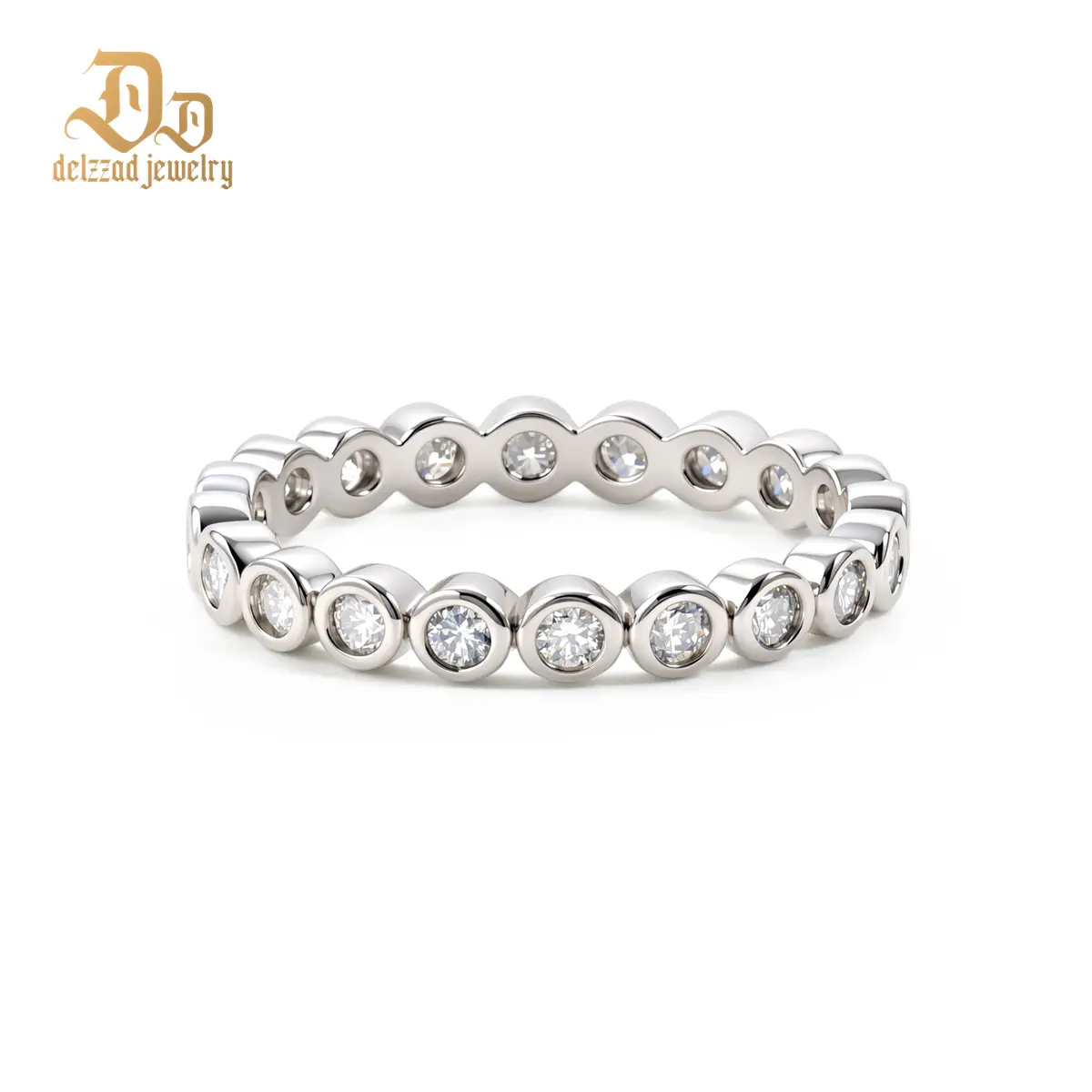 Delzzad Enchanted Circles Stellar Orbit Ring Bubble Bezel Set Eternity Band Wedding Ring VVS Synthetic Moissanite Ring Jewelry Copper Band Perfect Birthday Engagement Wedding Anniversary Christmas Valentine's Day Mother's Day Gift