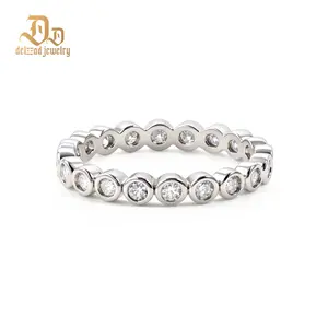 Delzzad Enchanted Circles Stellar Orbit Ring Bubble Bezel Set Eternity Band Wedding Ring VVS Synthetic Moissanite Ring Jewelry Copper Band Perfect Birthday Engagement Wedding Anniversary Christmas Valentine's Day Mother's Day Gift