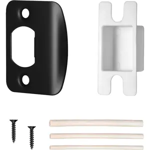 Matte Black Door Strike Plate for Interior Doors Adjustable Security Reinforcement Plate Door Latch Repair for Home 1 Pack