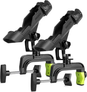 Fishing Rod Holders for Boat, Upgraded Fishing Pole Holders with Enlarge Clamp for Most Rod, Adjustable Fishing Rod Rack Fit Round/Square Tubes