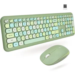 Green Keyboard and  Combo - 2.4G  Connectivity - Transform Your Space with a Cute  Keyboard and  Retro Set - Colorful Keyboard and  - Aesthetic Keyboard