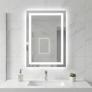 Spaco 32x24 Inch Frameless LED Bathroom Mirror with Anti-Fog & Dimmable Lights – Modern Wall-Mounted Vanity Mirror for Bathroom, Makeup Room, or Bedroom Décor