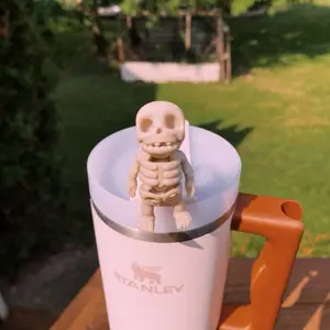Articulated Skeleton Halloween Spooky Cute Straw Toppers and Charms for Stanley Tumbers & 9.5mm Straws with Durable PLA Design - Stylish, Beverage