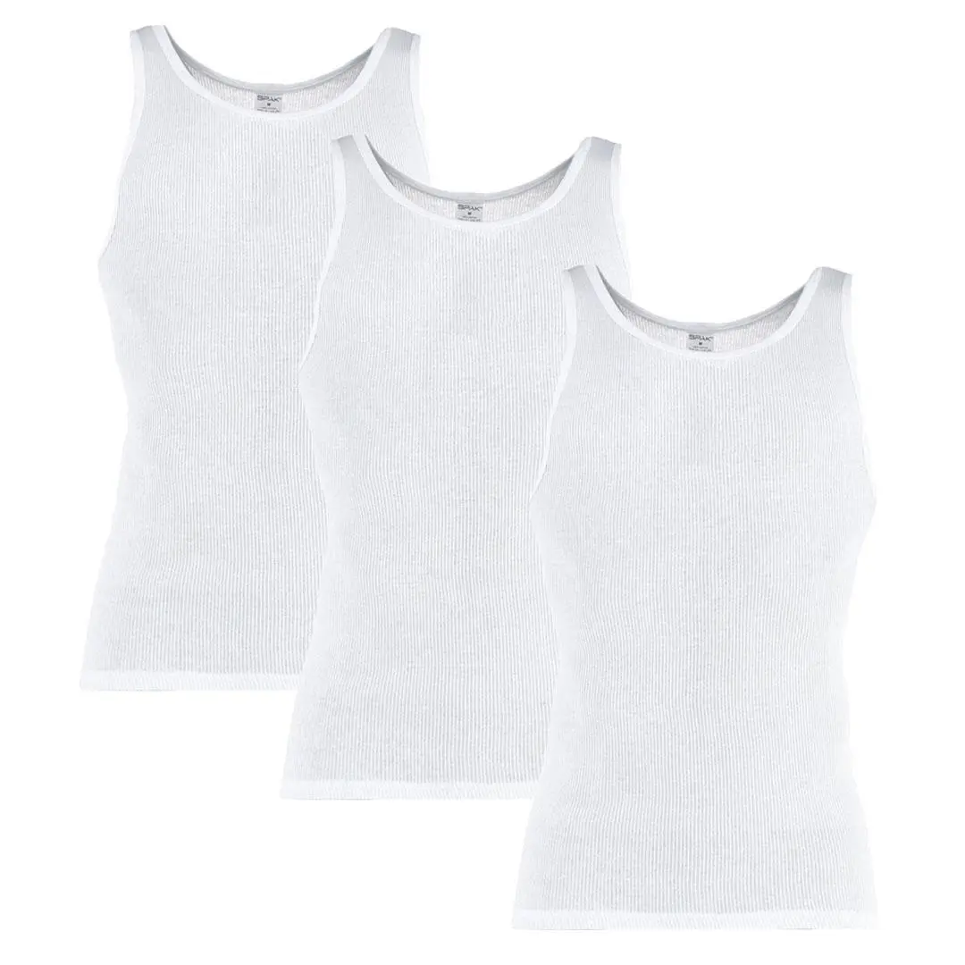 Knocker Men's SPAK White Basic A-Shirts (3 Pack), Undershirts, Cotton, Menswear