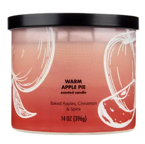 Apple Pie 3-Wick Ombre Wrap Warm Candle 14-Ounce - Decorative Candle with Elegant Design
