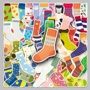 Colorful Socks Pattern Sticker, 50pcs/set Waterproof Self Adhesive Decor Paper, Decor Sticker for Gift Greeting Card & Water Bottle & Laptop