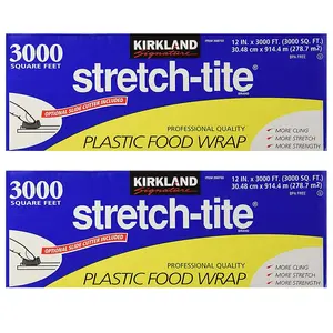 Kirkland Signature Plastic Food Wrap - 6000 SQ. FT (2 Pack, 12" x 3000 SQ. FT Each)