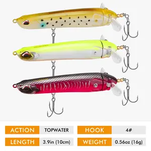 TRUSCEND PoPobait with BKK Hooks,TopWater Plopper Fishing Lures for Bass Walleye Pike Catfish Musky Perch,Floating Whopper Fishing Lure for Freshwater or Saltwater,River Lake Stream Pond,Amazing Teasers Summer Outdoor FathersDayGift  for Family Fishing