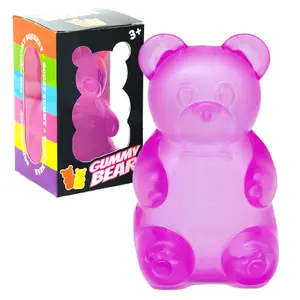 Jumbo Gummy Bear Squishy-High Density Sugar Filled Squeeze Toy-Ultra Soft Maltose Texture Sensory Fidget for Stress Relief-Stretchy Anxiety Relief Desk Toy-Perfect Easter Basket Stuffers Party Favors for Kids Adults