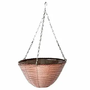 Gardener's Select Woven Plastic Rattan Hanging Basket, Rusty (12" x 6")