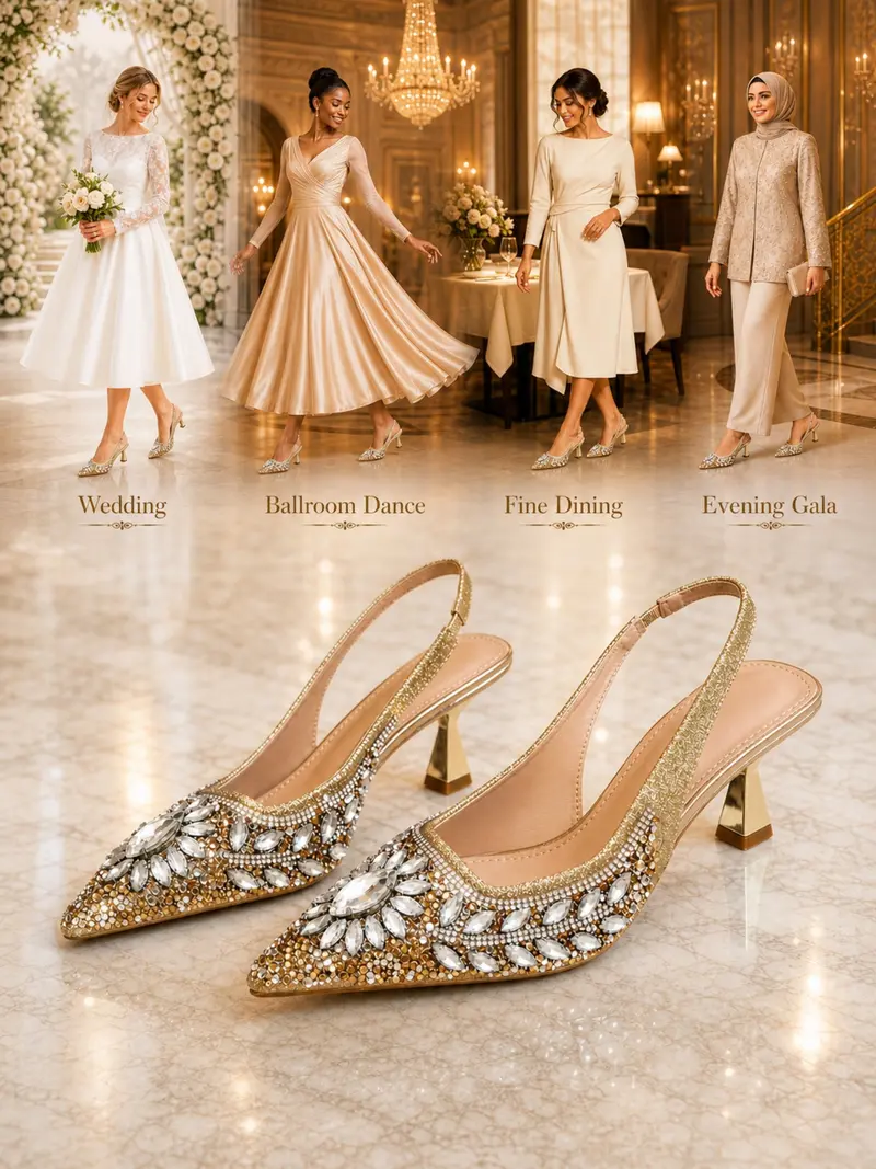 slim fit dress slacks Sparkly Sequins High Heels Women's Wedding Shoes, Gold / UK3/EUR36/US5 main image 1