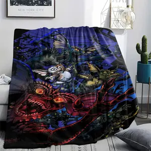 GREMLINS (6) Soft and Comfortable Flannel Blanket with Cartoon Design, Machine Washable Seasonal Throw for Home Living Room Napping Camping, Air Conditioner Blanket, Teen Room Holiday Decoration