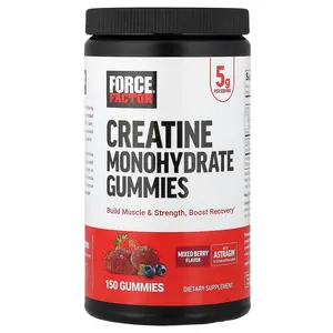 Force Factor Creatine Monohydrate Gummies, Mixed Berry, 150 Gummies