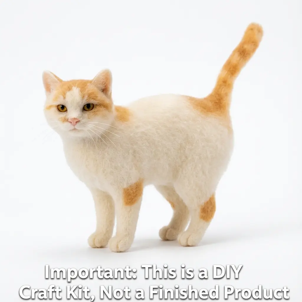 1Set Animal Needle Felting Kit, Felting kits for Beginners adult with Step-by-Step Video Tutorials, Cat DIY Felting Kit, Cute Funny Home Decorative Ornaments, Birthday Valentine's Day and Christmas Gifts
